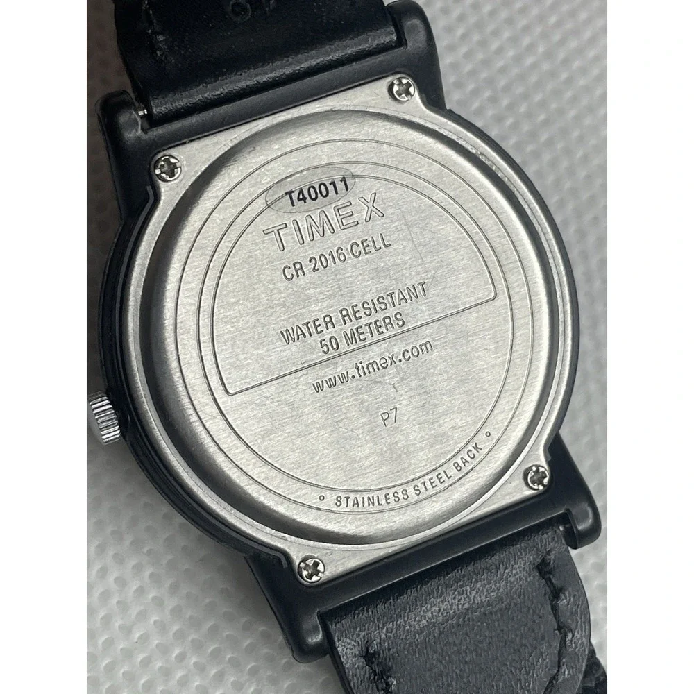 Timex Expedition Camper Watch T40011 Military Style Indiglo Black Leather Fabric